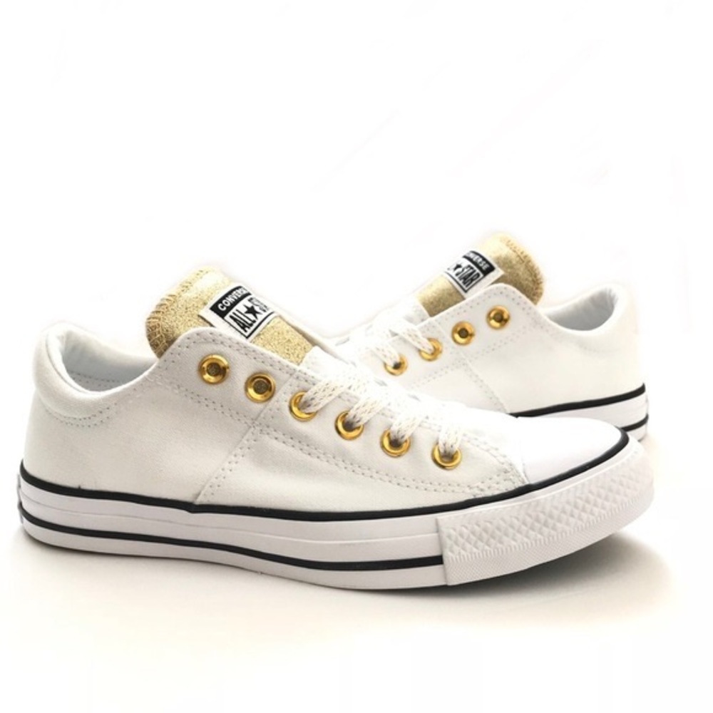 CONVERSE white with gold glitter